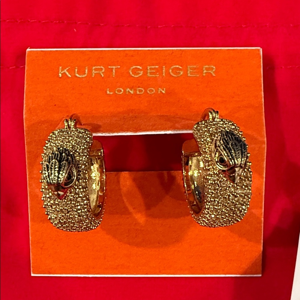 Kurt Geiger Gold Sugnature Eagle Earrings includes Dust Bag